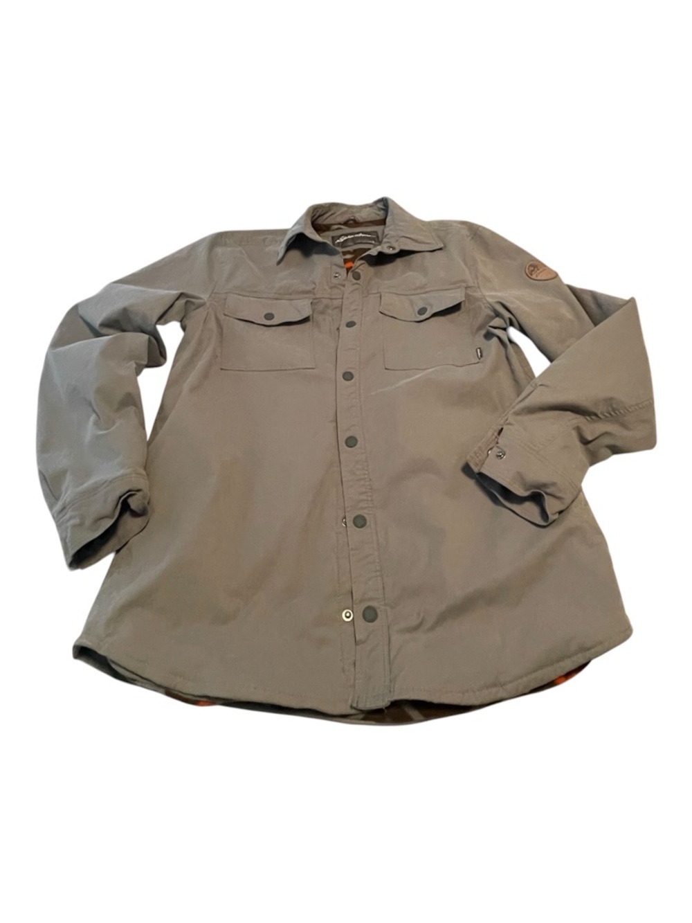Eddie Bauer Field Jacket Shacket Voyager Aztec Fleece Lined Button Down Gray M